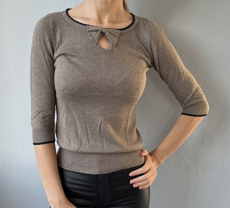 Mohito  sweter bluzka  XS 34 brąz 3/4 wiskoza bawelna