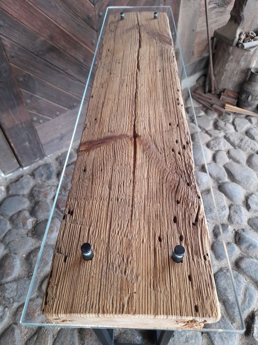 Konsola loft szkło metal.