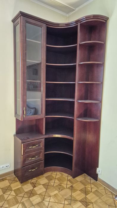 Duży narożny regał / biblioteczka z witryną – 250 cm