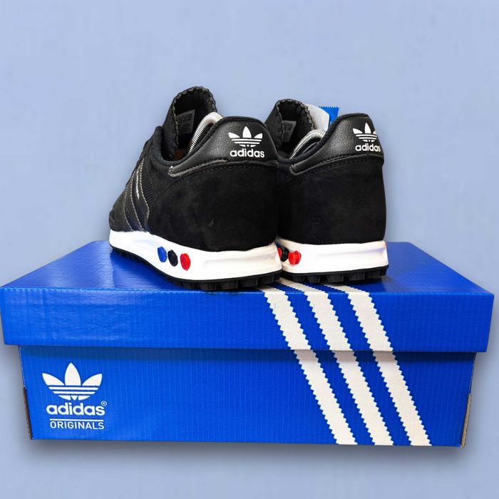 (2336) Кросівки Adidas LA Trainer чорні з білою підошвою (41-46)
