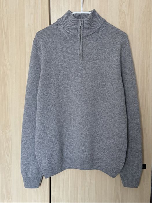 Вовняний сірий светр на блискавці cos стиль