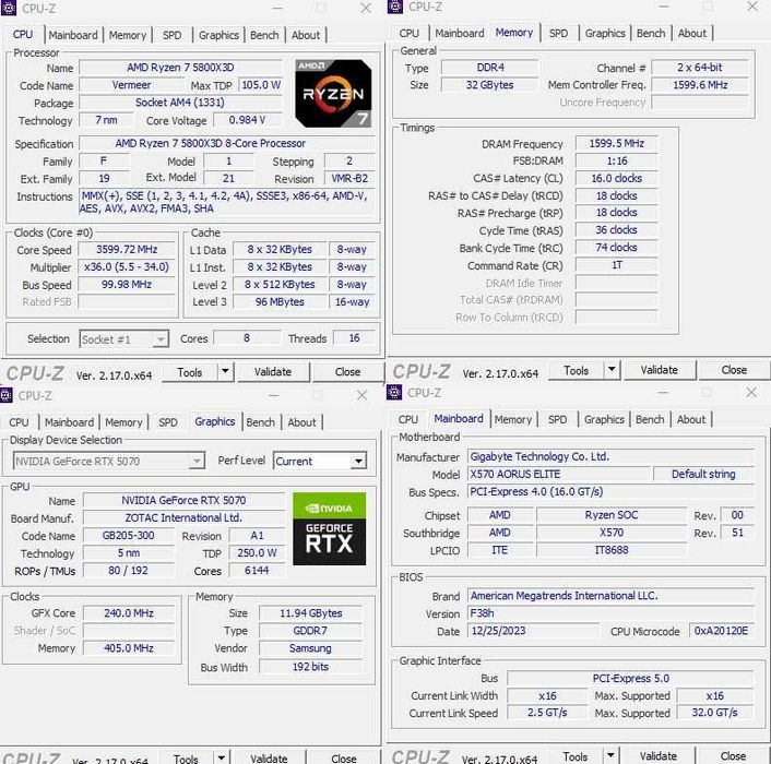 Komputer gamingowy do gier do pracy na prezent Ryzen 5800x3D 32GB RAM RTX 5070 1TB dysk x570 elite