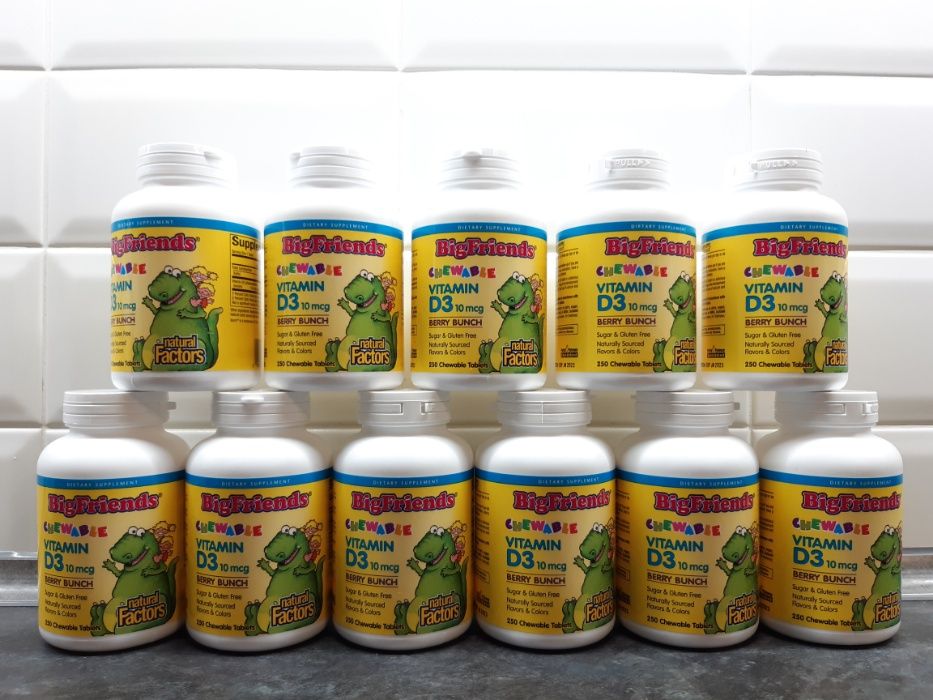 Natural Factors, Big Friends Vitamin D3 400 ME (250 таб.) D3 для детей