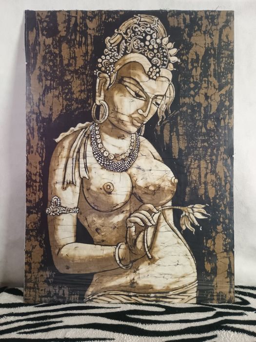 Duży obraz BATIK 70x50 Akt Boho Etno – Rękodzieło w antyramie
