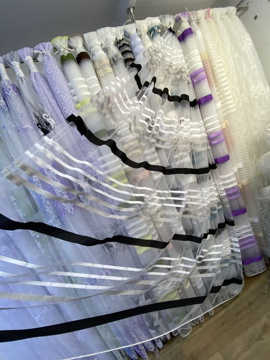 Тюль Фатін Полоска тюлі фатин льон,бамбук, в спальню, в дитячу, штори