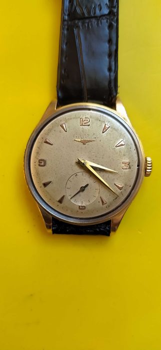 Złoty Longines cal.27.0 , pr. 0,750  z 1956 r. Śr. 35,1 mm, po serwisie