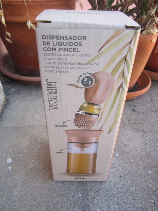 Dispensador Vidro Azeite, Silicone 2 em 1 Óleo Conta-Gotas Verbant