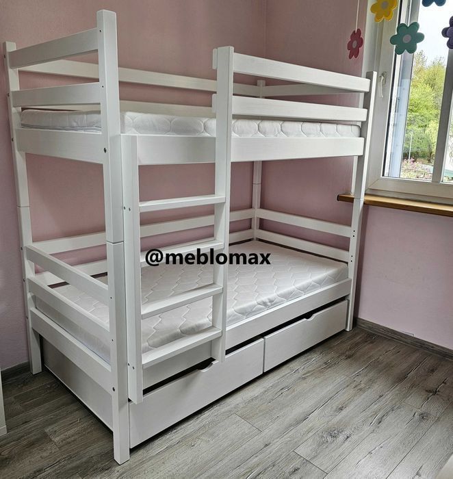 Nowe bezpieczne masywne łóżko piętrowe lite drewno sosnowe dla dzieci