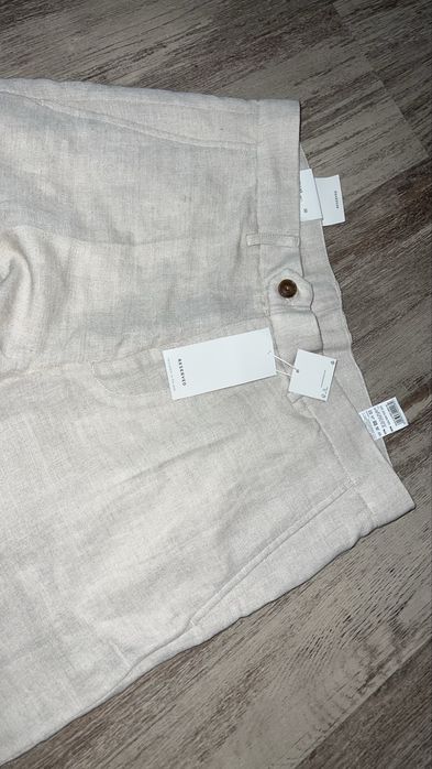 Len 55% spodnie męskie letnie jasne reserved 32 pas 86 cm L