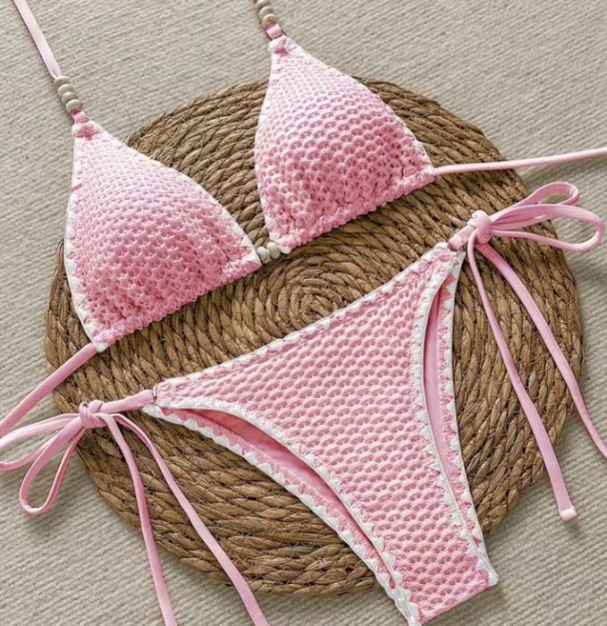 Biquini cor de rosa e branco - NOVO