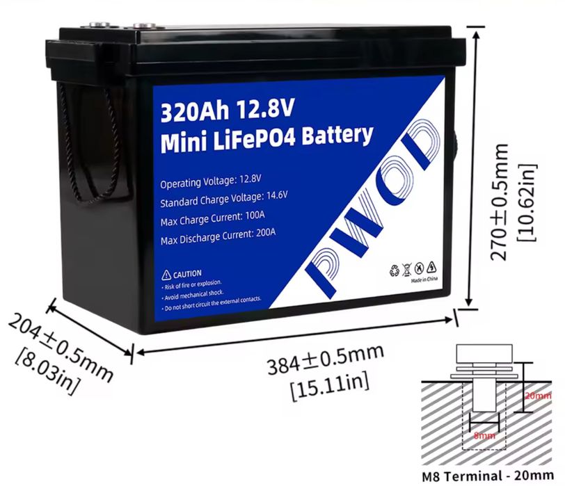 Акумулятор LiFePO4 12,8V  320Ah 4kwt з BMS в наличии