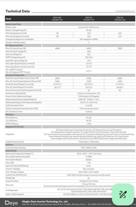 Inversor híbrido DEYE 6000W 12000W 6kw 12kw