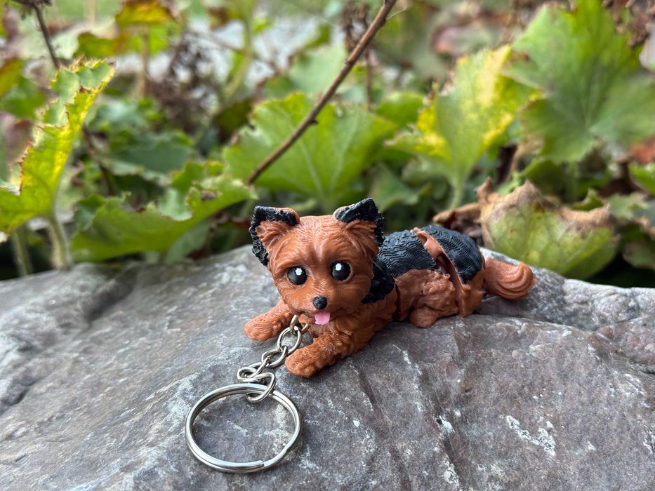 Yorkshire Terrier Piesek 3D – przegubowy brelok, ruchoma figurka