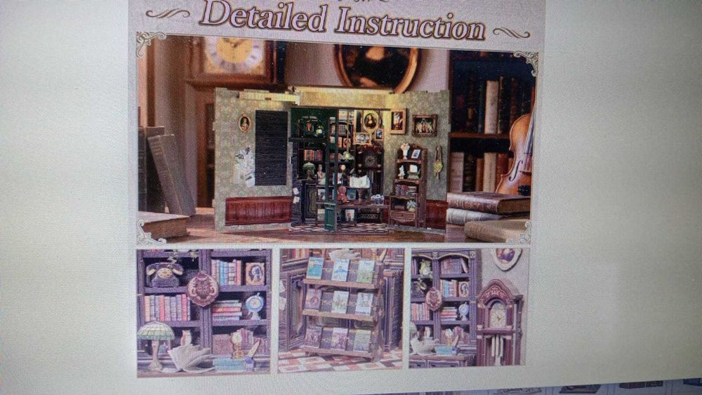 Kit DIY Book Nook Livraria Coruja Miniatura Madeira
