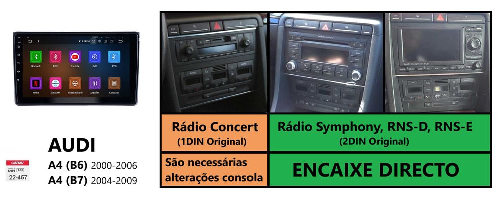 Rádio 2DIN 9" [4+64GB] • AUDI A4 (2000 a 2009) • Android • B6 B7