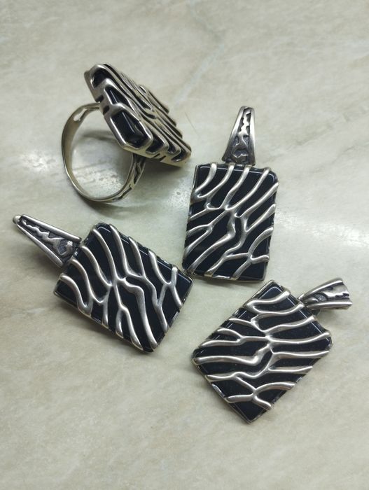 Кольцо и серьги ,подвес серебро