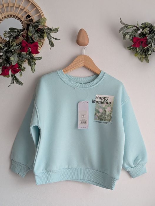 Bluza ocieplana 92/98 George turkusowa z nadrukiem