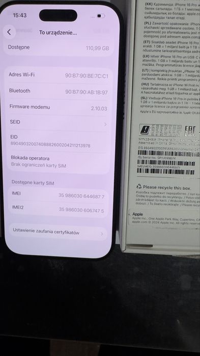 Apple Iphone 16 Pro 128GB Black Titanium