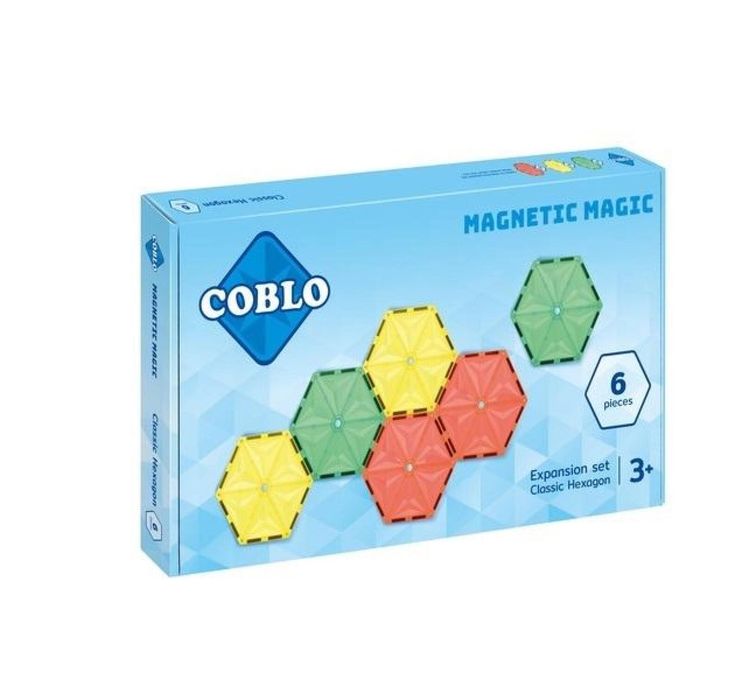 Klocki magnetyczne 6 płyt hexagon 14cm pudełko,320x320 mm
