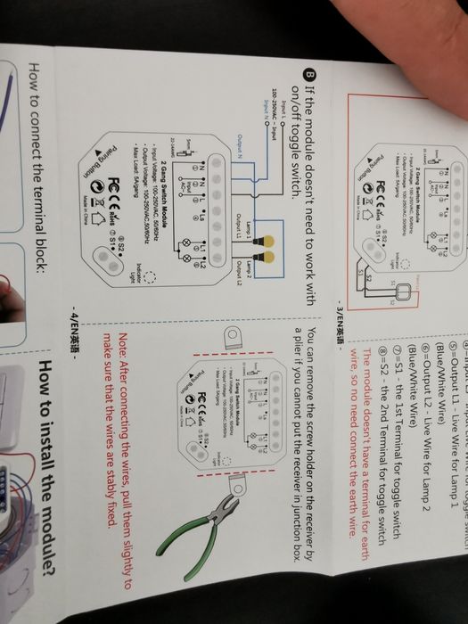 Tuya 2 switch (equivalente a shelly 2) converte candeeiro para smart