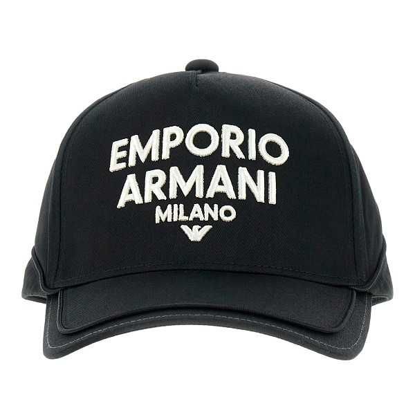 EMPORIO ARMANI MILANO markowa czapka z daszkiem sygnowana BLACK