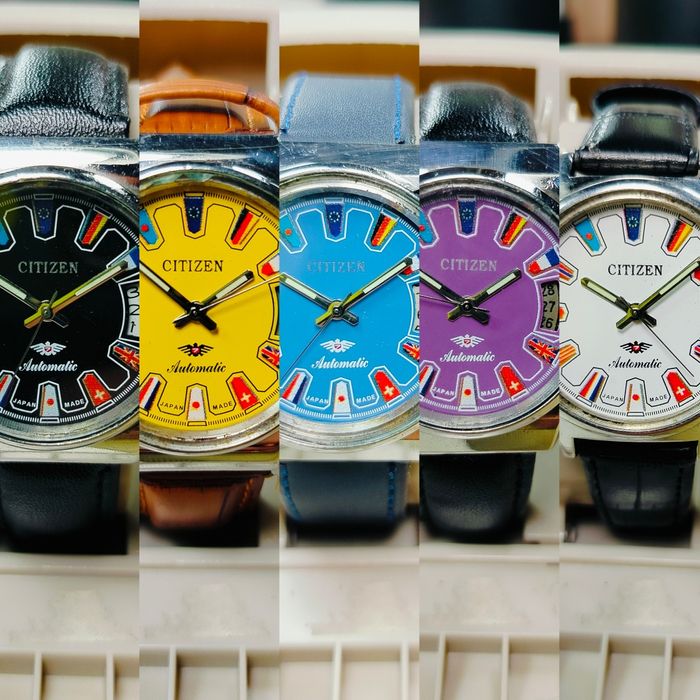 5 x zegarek Citizen vintage flagi Świata automatyczny automat