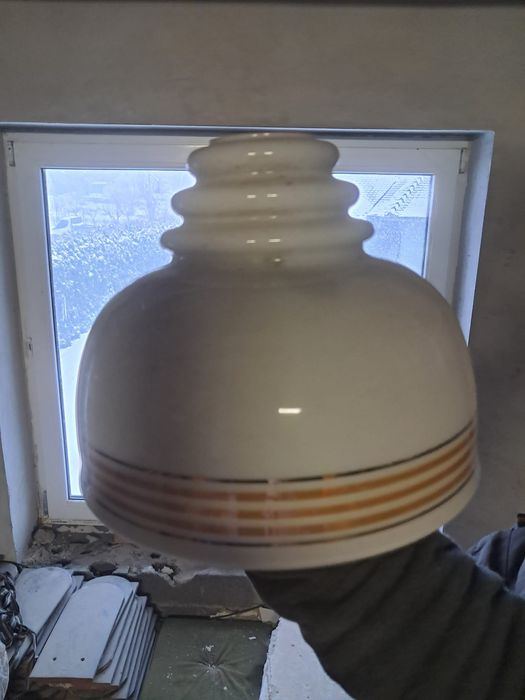 Lampa wisząca PRL szklana
