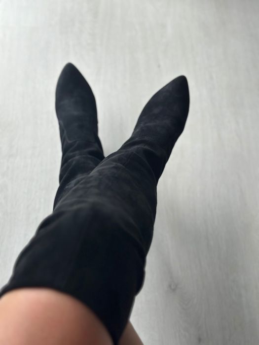 Ботфорди-панчохи натур.замша 37