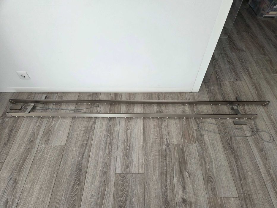 2 Calhas de Cortinado em Alumínio Escovado – 220 cm + 240 cm