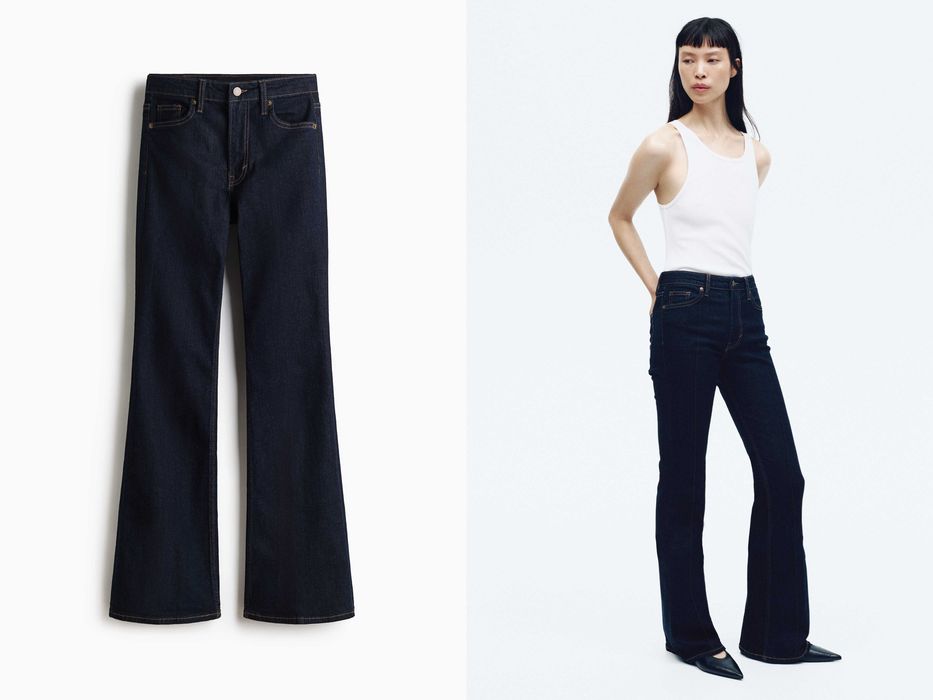 Spodnie dżinsowe 40 nowa kolekcja Flared High Jeans granatowe PROMOCJA