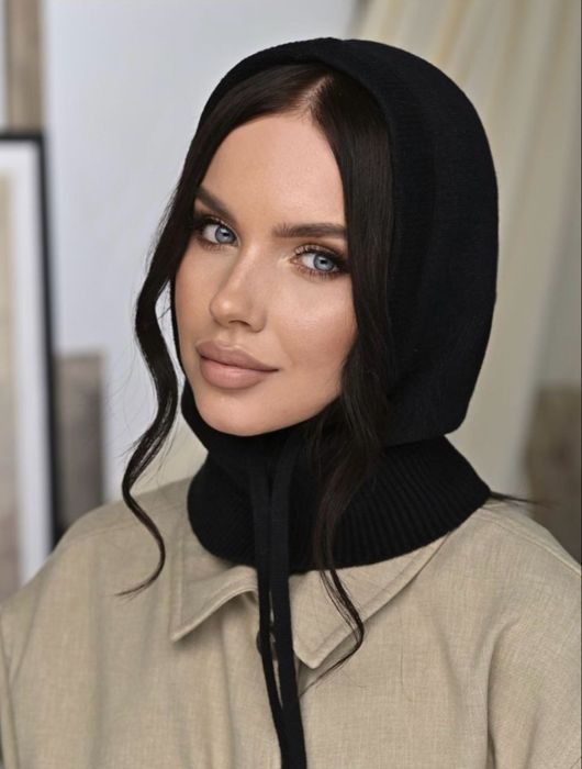 капор балаклава чорний кашемір вовна