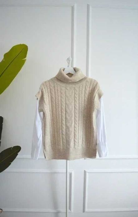 Sweter golf koszula M beżowy