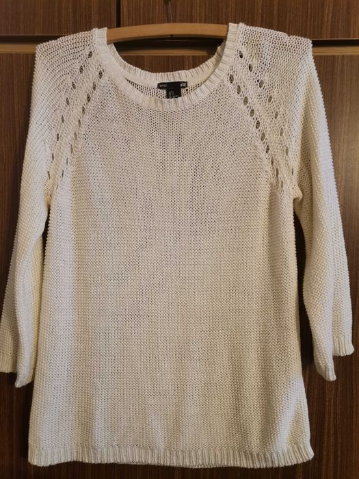Kremowy sweter ażurowy H&M rozmiar S