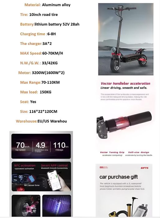 Trotinete elétrica Dual Motor 3200w (Nova em caixa)