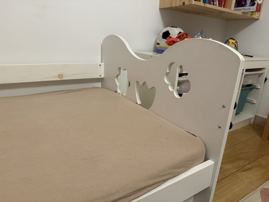 Łóżko 80x160 białe drewniane z szufladą łóżeczko dziecięce