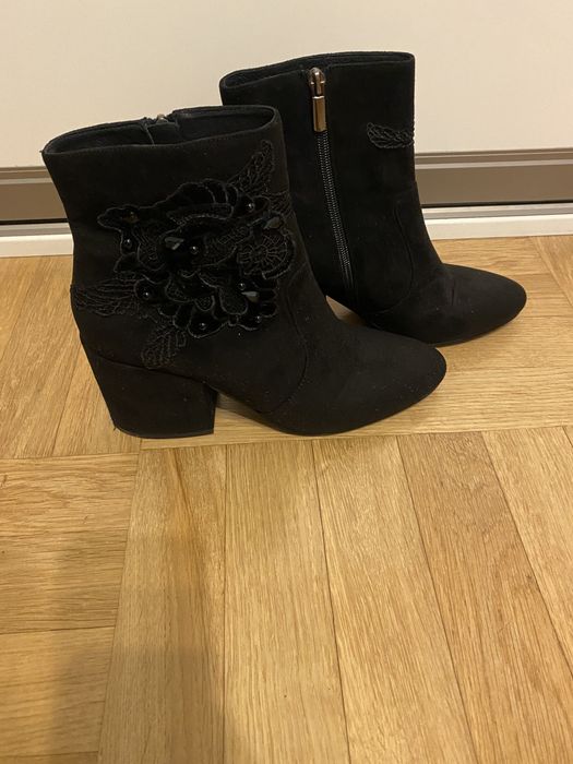 Botki buty eko zamsz jak nowe cafenoir 39 25 cm