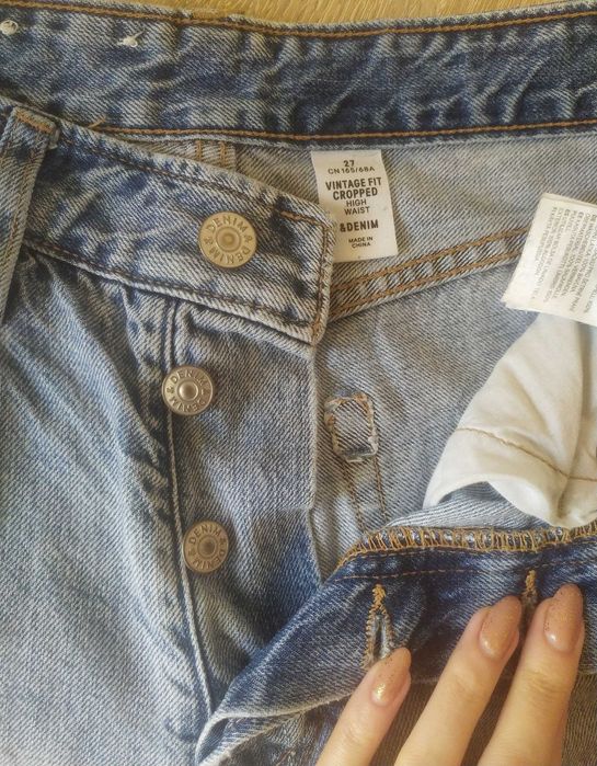 Jasnoniebieskie jeansy "mom jeans",wysoki stan,100 % cotton,H&M ,S/36