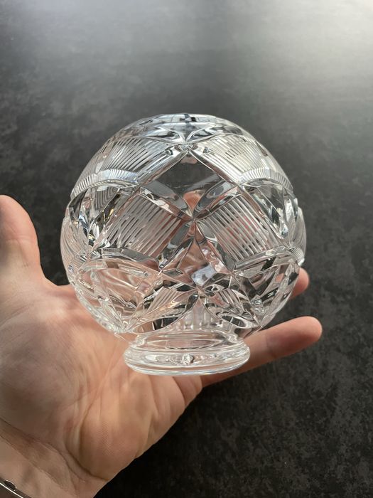Wazon kryształowa kula PRL kryształ kolekcja vintage