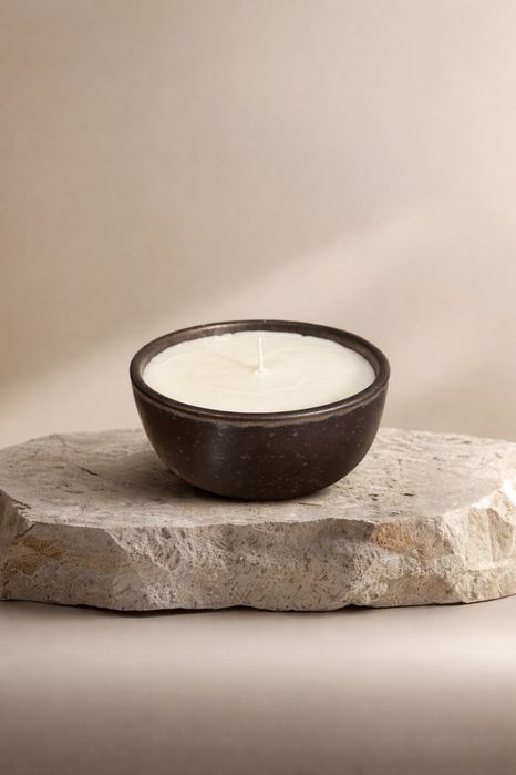 Vela aromatica lavanda & vaso rustico com acabamento int. metalizado