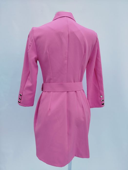 Nowa różowa krótka sukienka marynarkowa Ombre 34 36