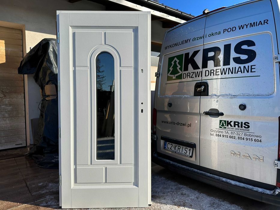 Drzwi zewnętrzne drewniane OD RĘKI BIAŁE na każdy wymiar CAŁA POLSKA