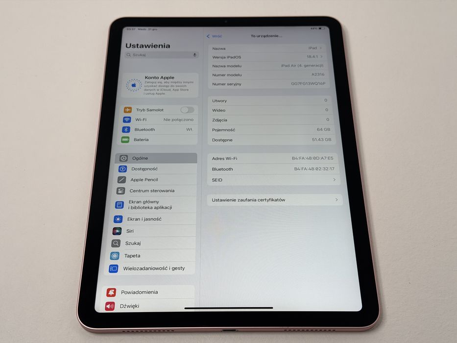 iPad Air 4 (A2316) - 64GB - faktura VAT 23%