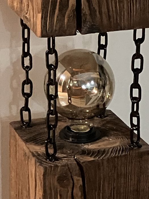 Lampa z drewna industrialna loft podłogowa