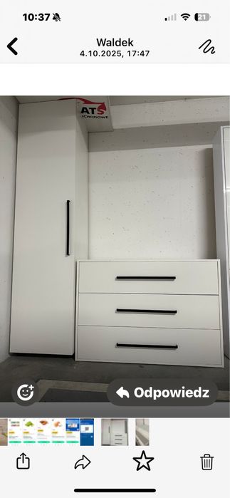 komoda, słupek w kolorze białym