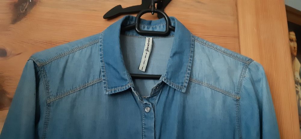 2xKoszula- jeansowa Stradivarius, i czarna skorzana