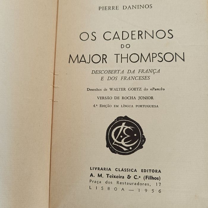 Livro Os cadernos do Major Thompsonn