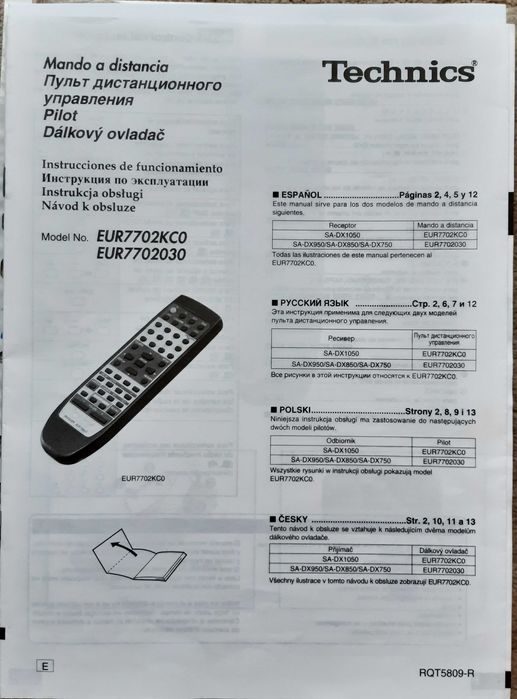 Technics Amplituner SA DX 950/1050 instrukcja