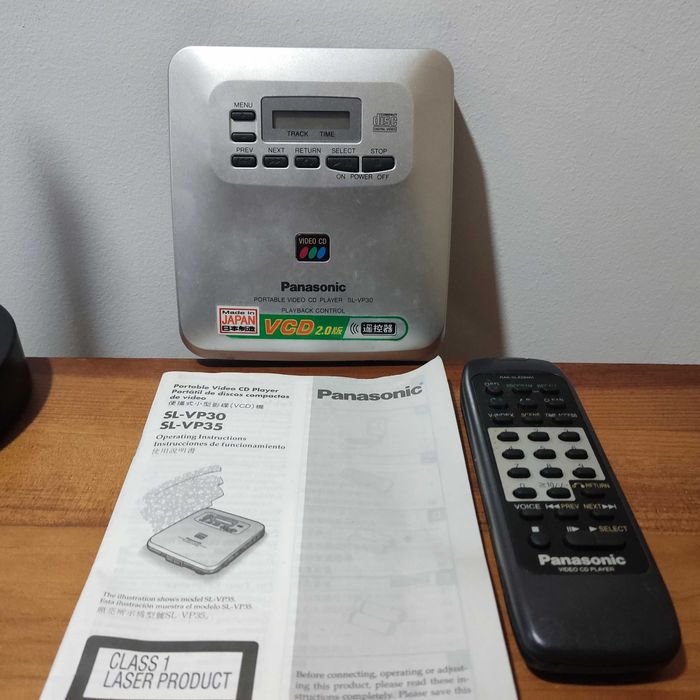 Panasonic SL-VP30 Portable Video CD Player with Remote Control, Made in Japan, Vintage64354195446914121
