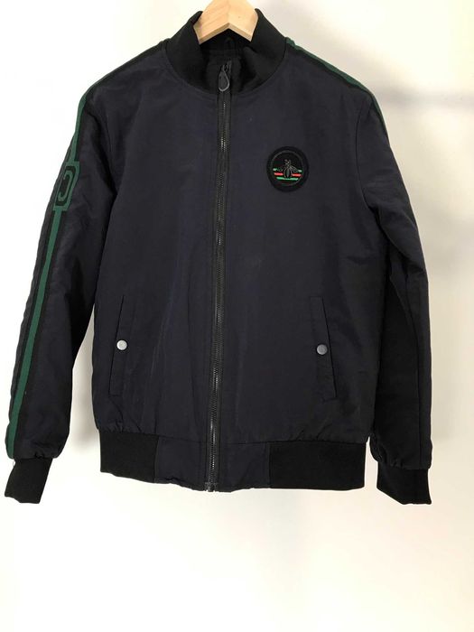 Granatowa kurtka męska bomber ameeting XL ocieplana nylonowa