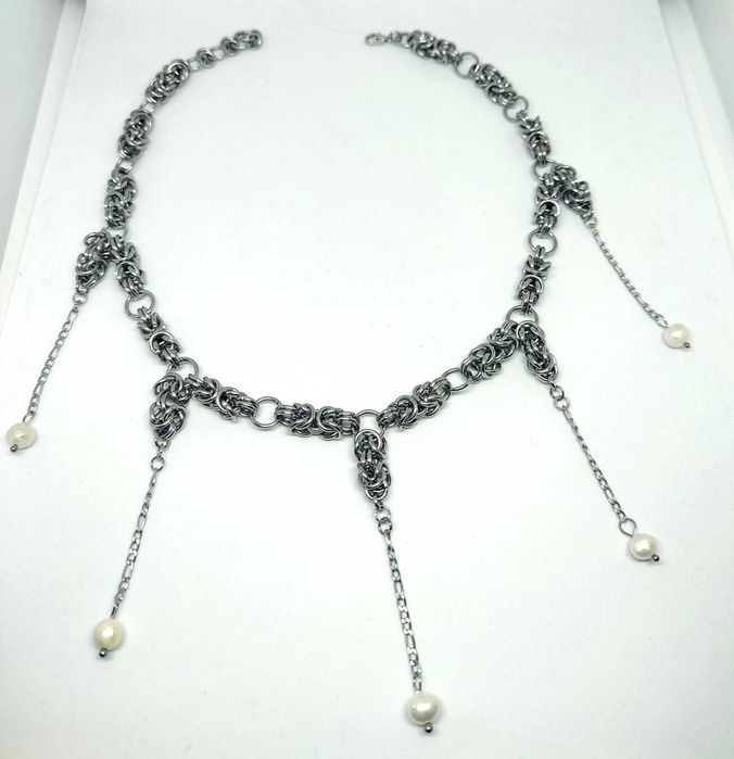 Choker perły naturalne słodkowodne elegancki minimalizm goth elegant